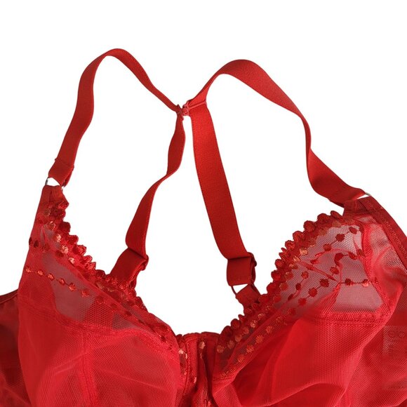 Elomi Matilda Plunge Bra Red 38G Underwire Unlined Adj Side Panels J Hook Chilli - Picture 4 of 10